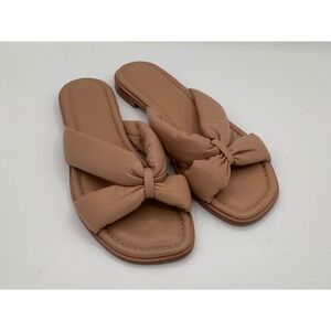 SCHUTZ Women Tan Leather Knot Slide Sandals Size 9B